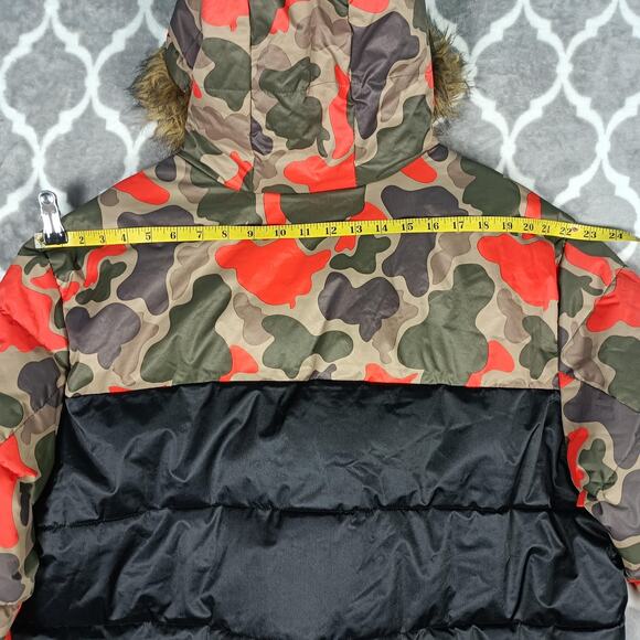 Members Only Jacket Mens XL Camo Black Hooded Faux Fur Lined Puffer Coat Warm - Picture 8 of 14